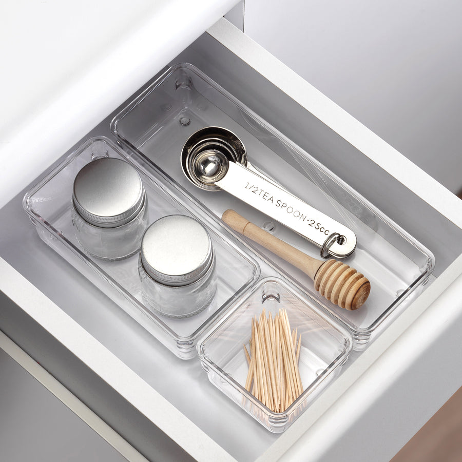 3-Piece Clear Drawer Bin