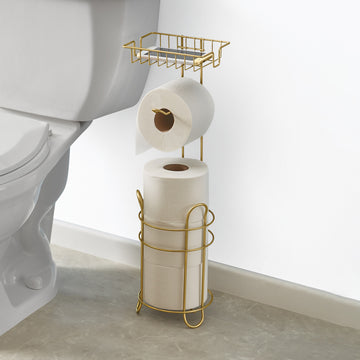 Gold Toilet Paper Stand with Shelf