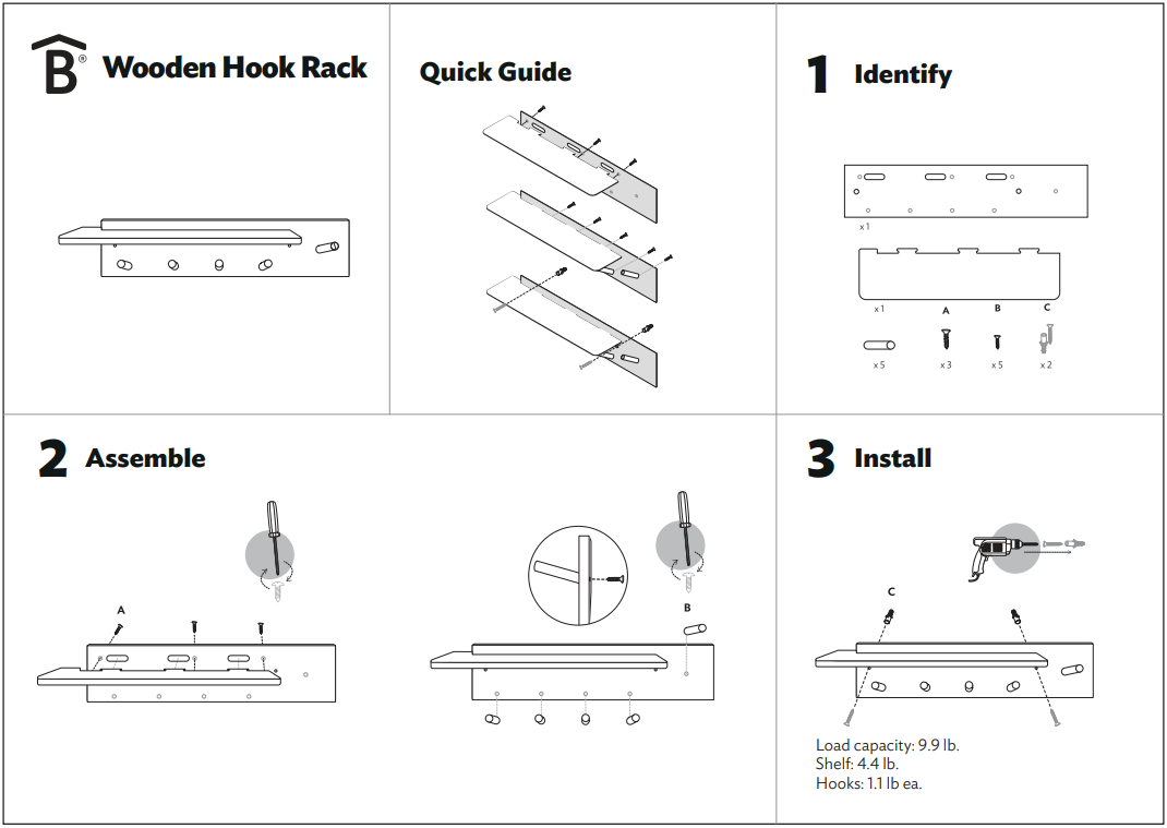 Wooden Hook Rack